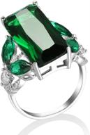 💍 xialv big green cubic zirconia emerald cut fashion gem ring for women's wedding, engagement, and anniversary (size 7) logo