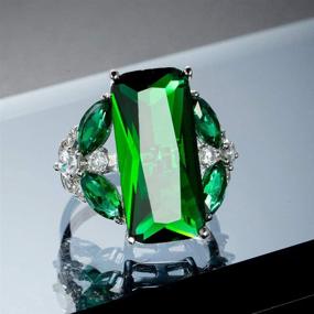 img 2 attached to 💍 XIALV Big Green Cubic Zirconia Emerald Cut Fashion Gem Ring for Women's Wedding, Engagement, and Anniversary (Size 7)