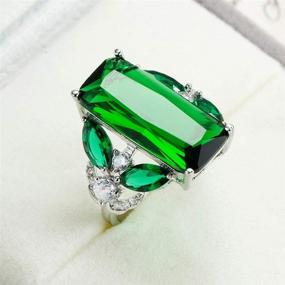 img 3 attached to 💍 XIALV Big Green Cubic Zirconia Emerald Cut Fashion Gem Ring for Women's Wedding, Engagement, and Anniversary (Size 7)