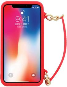 img 3 attached to Omio For IPhone XR Handbag Case With Card Holder Wrist Lanyard Soft Silicone Shell For IPhone XR Wallet Case For Women With Strap Shockproof Drop Protection Noble Luxury Cover For IPhone XR Case Red