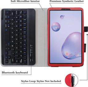 img 1 attached to Bige Keyboard Case for Galaxy Tab A 8.4 🔴 2020: Premium PU Leather Cover with Removable Wireless Keyboard - Red