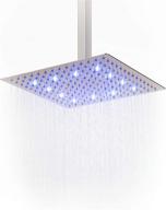 💧 high-endure modern led 12-inch waterfall rain showerhead made of stainless steel with subtle led illumination in chrome finish logo