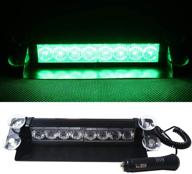 strobelight bar 8 led high intensity windshield emergency strobe lights for vehicles truck interior roof hazard warning flash light with retractable cable suction cups (green) logo