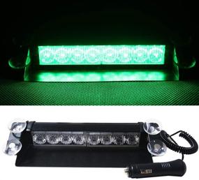 img 4 attached to Strobelight Bar 8 LED High Intensity Windshield Emergency Strobe Lights For Vehicles Truck Interior Roof Hazard Warning Flash Light With Retractable Cable Suction Cups (Green)