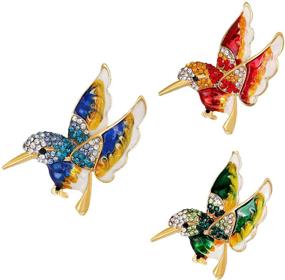 img 4 attached to 🐦 RINHOO FRIENDSHIP Cute Birds Brooches Pin: Sparkling Crystal Oil Painting Enamel Hummingbird and Swallow Corsage in Vibrant Colorful Bird Shapes