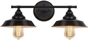 img 4 attached to 💡 Bathroom Vanity Light: Vintage Edison Wall Lamp with Black Lampshades for Farmhouse Living Rooms and Bathrooms