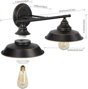 img 3 attached to 💡 Bathroom Vanity Light: Vintage Edison Wall Lamp with Black Lampshades for Farmhouse Living Rooms and Bathrooms