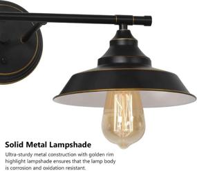 img 2 attached to 💡 Bathroom Vanity Light: Vintage Edison Wall Lamp with Black Lampshades for Farmhouse Living Rooms and Bathrooms