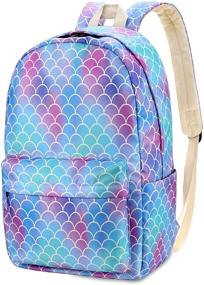 img 4 attached to Mermaid Rainbow Backpack Bookbag Backpacks