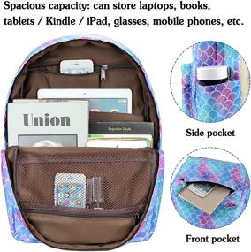 img 2 attached to Mermaid Rainbow Backpack Bookbag Backpacks