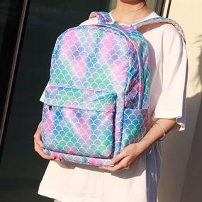 img 3 attached to Mermaid Rainbow Backpack Bookbag Backpacks