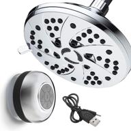 🚿 aquadance high-pressure 6-function spiral rainfall shower head with speaker - chrome finish logo