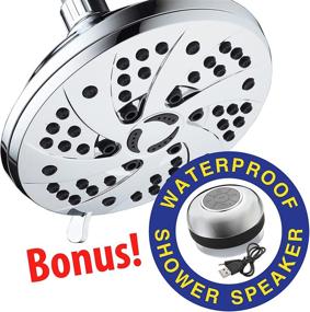 img 1 attached to 🚿 AquaDance High-Pressure 6-Function Spiral Rainfall Shower Head with Speaker - Chrome finish