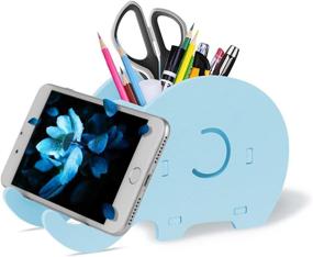 img 4 attached to 🐘 COOLOO Desk Supplies Organizer: Cute Elephant Pen Pot Pencil Holder with Cell Phone Stand, Tablet Desk Bracket Compatible with iPad, iPhone, Smartphone - Office Desk Tidy Stationery Organizer Box