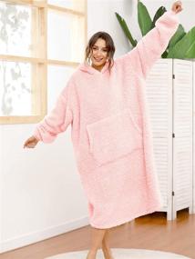 img 2 attached to 👚 Pink Sherpa Wearable Blanket Hoodie Sweatshirt - Cozy TV Blanket with Long Sleeves and Pocket, One Size Fits All