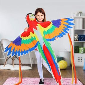 img 3 attached to 🪁 Large Parrot Kite for Kids and Adults | Easy-to-Fly Bird Kite for Boys and Girls | Best Children's Kite for Beach, Park, and Outdoor Activities | 46 Inch Easy Flyer for Beginners Ages 3 Years and Up