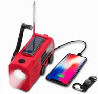 🔦 multipurpose emergency hand crank solar weather radio with noaa alert, rechargeable battery, usb charging, and high lumens flashlight (red) - ideal for hiking, camping, and more! logo