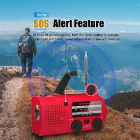 img 1 attached to 🔦 Multipurpose Emergency Hand Crank Solar Weather Radio with NOAA Alert, Rechargeable Battery, USB Charging, and High Lumens Flashlight (Red) - Ideal for Hiking, Camping, and More!