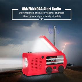 img 2 attached to 🔦 Multipurpose Emergency Hand Crank Solar Weather Radio with NOAA Alert, Rechargeable Battery, USB Charging, and High Lumens Flashlight (Red) - Ideal for Hiking, Camping, and More!