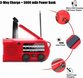 img 3 attached to 🔦 Multipurpose Emergency Hand Crank Solar Weather Radio with NOAA Alert, Rechargeable Battery, USB Charging, and High Lumens Flashlight (Red) - Ideal for Hiking, Camping, and More!