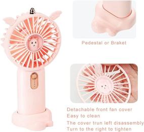 img 2 attached to 🌸 Anzonn Portable Personal Fan Pink - USB Powered, Mini Handheld Fan with 4000mAh Battery, 3 Speeds, Quiet & Powerful Wind - Ideal for Women, Girls, Office, Home, Traveling