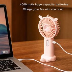 img 3 attached to 🌸 Anzonn Portable Personal Fan Pink - USB Powered, Mini Handheld Fan with 4000mAh Battery, 3 Speeds, Quiet & Powerful Wind - Ideal for Women, Girls, Office, Home, Traveling