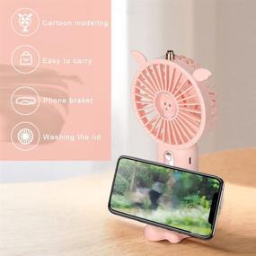 img 1 attached to 🌸 Anzonn Portable Personal Fan Pink - USB Powered, Mini Handheld Fan with 4000mAh Battery, 3 Speeds, Quiet & Powerful Wind - Ideal for Women, Girls, Office, Home, Traveling