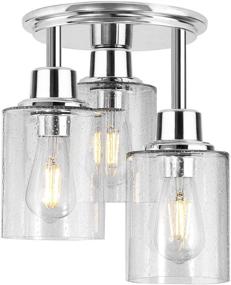 img 4 attached to 🔆 Sleek Semi Flush Mount Ceiling Light-Chrome Finish, 3-Light Close to Ceiling Fixture with Clear Seeded Glass Shade Chandelier-For Stairs, Porch, Hallway, Entryway, and Kitchen