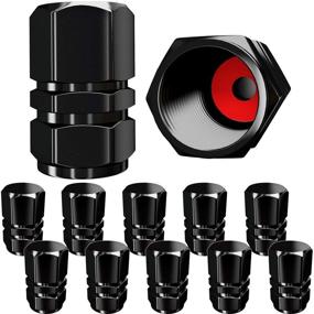 img 4 attached to 🔒 All-Weather Tire Valve Caps (12 Pack) with O Rubber Seal for Leak-Proof Air Protection - Heavy-Duty Hexagon Design - Dust Proof, Lightweight Universal Aluminum Stem Covers in Black