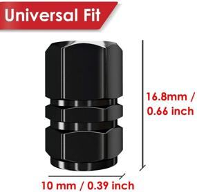 img 1 attached to 🔒 All-Weather Tire Valve Caps (12 Pack) with O Rubber Seal for Leak-Proof Air Protection - Heavy-Duty Hexagon Design - Dust Proof, Lightweight Universal Aluminum Stem Covers in Black