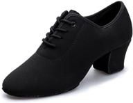 👠 dlisiting latin dance shoes: women's black oxford cloth ballroom modern dance footwear logo