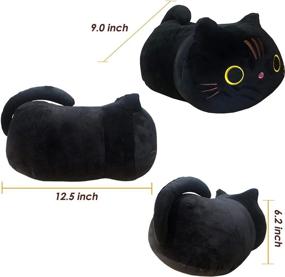 img 2 attached to 🐱 Hofun4U Black Cat Plush Pillow: 12.5 Inch Stuffed Animal Toy - Soft and Cute Kawaii Kitty for Christmas, Birthdays and Parties