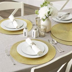 img 1 attached to 🍽️ 6-Piece Set of DII Metallic Gold Round Braided & Woven Placemats or Chargers, Perfect for Indoor/Outdoor Use