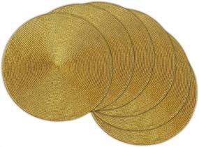 img 4 attached to 🍽️ 6-Piece Set of DII Metallic Gold Round Braided & Woven Placemats or Chargers, Perfect for Indoor/Outdoor Use