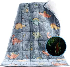 img 4 attached to 🦖 Sivio Glow in the Dark Weighted Blanket for Kids - Luminous Dinosaur Patterns, Super Soft Plush Sherpa Fleece - Unique Gifts for Boys and Girls - 5lbs, 36 x 48 inches