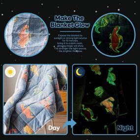 img 3 attached to 🦖 Sivio Glow in the Dark Weighted Blanket for Kids - Luminous Dinosaur Patterns, Super Soft Plush Sherpa Fleece - Unique Gifts for Boys and Girls - 5lbs, 36 x 48 inches