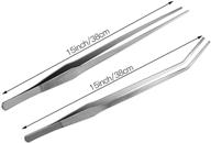 🐠 15-inch extra long stainless steel aquarium tweezers: straight and curved fish tank plant aquascaping tools with feeding tongs logo
