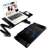 💻 adjustable laptop table with cooling fan & mouse pad - ideal for 17 inch computers, notebooks, and macbooks - lightweight ergonomic design for tv, bed, or office use - black логотип