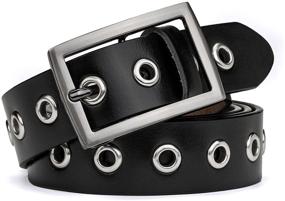 img 4 attached to 👗 Women's Leather Waist Belt with Buckle - Stylish Accessory for Girls