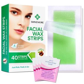 img 4 attached to 🧖 Hypoallergenic Facial Wax Strips for Women - Gentle and Fast-Working Hair Removal on All Skin Types - Face, Eyebrow, Upper Lip, Chin - Includes 40 Wax Strips and 4 Calming Oil Wipes