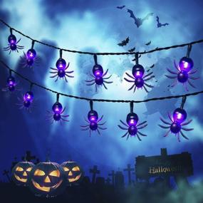 img 4 attached to LCHUANG Halloween String Lights - 10 Feet 20 LEDs Decorations String Lights - Halloween Decorations Lights Battery Powered For Outdoor Indoor (Purple Spider)