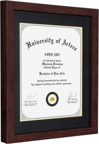 img 3 attached to 🏅 Premium 11x14 Brown Diploma Frame with Real Glass – Fits 8.5x11 Certificates with Mat or 11x14 without Mat, Wall & Tabletop Display