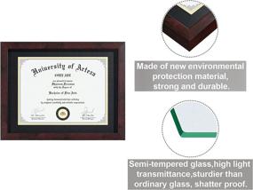 img 2 attached to 🏅 Premium 11x14 Brown Diploma Frame with Real Glass – Fits 8.5x11 Certificates with Mat or 11x14 without Mat, Wall & Tabletop Display