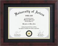 🏅 premium 11x14 brown diploma frame with real glass – fits 8.5x11 certificates with mat or 11x14 without mat, wall & tabletop display логотип