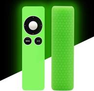 📺 green glow in the dark silicone protective case cover for apple tv 2 3 remote controller - lightweight [anti-lost] anti-slip skin protector sleeve logo