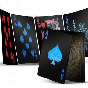 img 4 attached to Premium Waterproof Black Playing Cards, 2 Decks - Professional Luxury Poker Cards for Adults – Plastic Deck of Cards