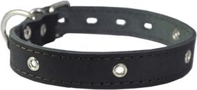 img 3 attached to 🐶 Genuine Leather Dog Collar with Studs, 1" Width, Black - Fits Neck Size 13"-17.5