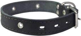 img 2 attached to 🐶 Genuine Leather Dog Collar with Studs, 1" Width, Black - Fits Neck Size 13"-17.5