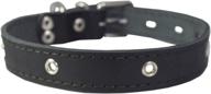 🐶 genuine leather dog collar with studs, 1" width, black - fits neck size 13"-17.5 logo