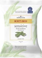 🌿 burt's bees facial cleansing towelette wipes for sensitive skin: gentle cotton extract, 30 count (package may vary) logo